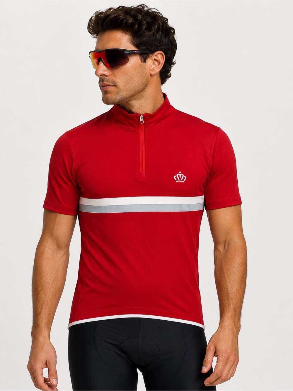 Road Holland Mens Medium Cycling Jersey Red 1/4 Zip Short Sleeve Bike Reflective